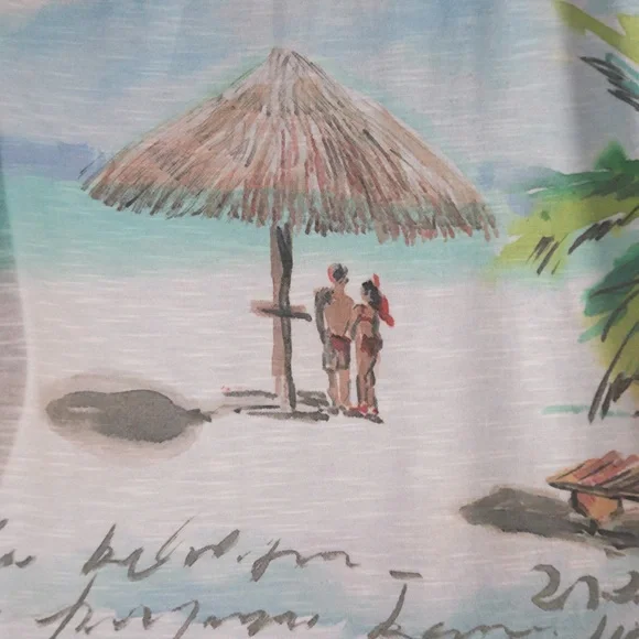 Chicoâs Tropical Beach Scene Sheer Blouse (Size 3 / XL) - Picture 7 of 12